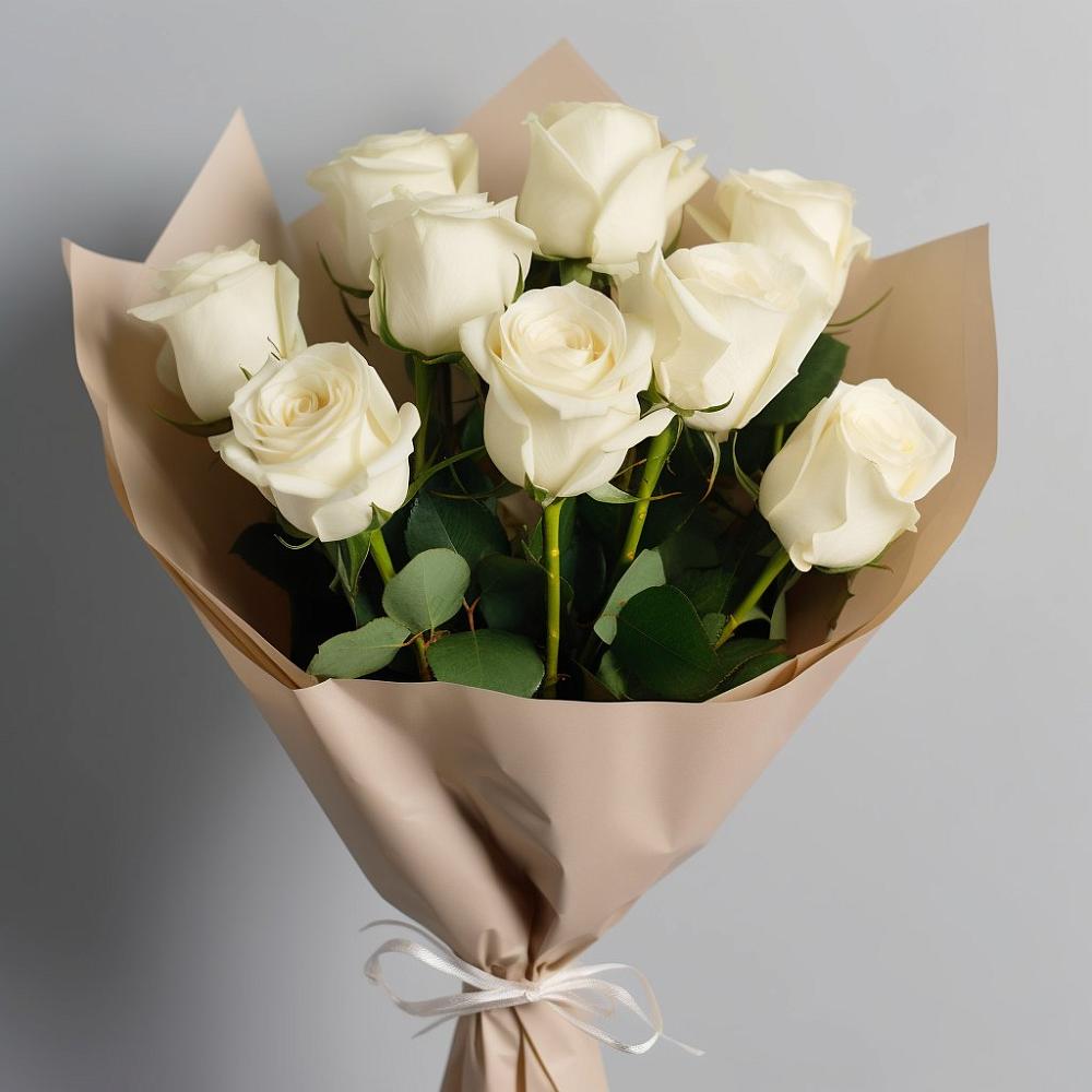 Букет 9 Белых роз Эдлесс Лав в Сухобезводное