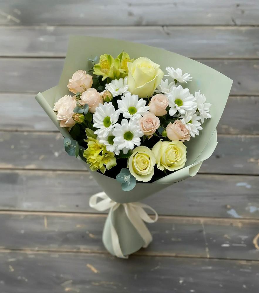 Букет цветов из: Альстромерии, Розы и Хризантемы в Сухобезводное