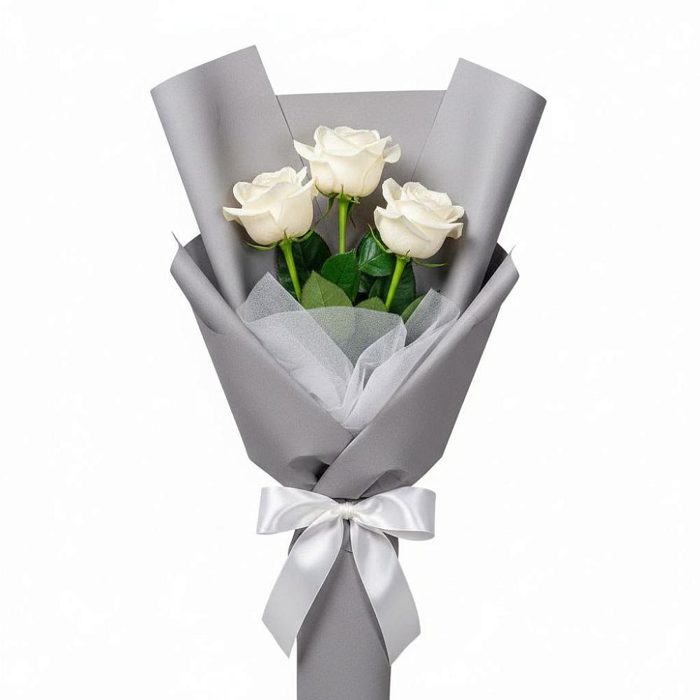 Букет 3 белые розы в Сухобезводное