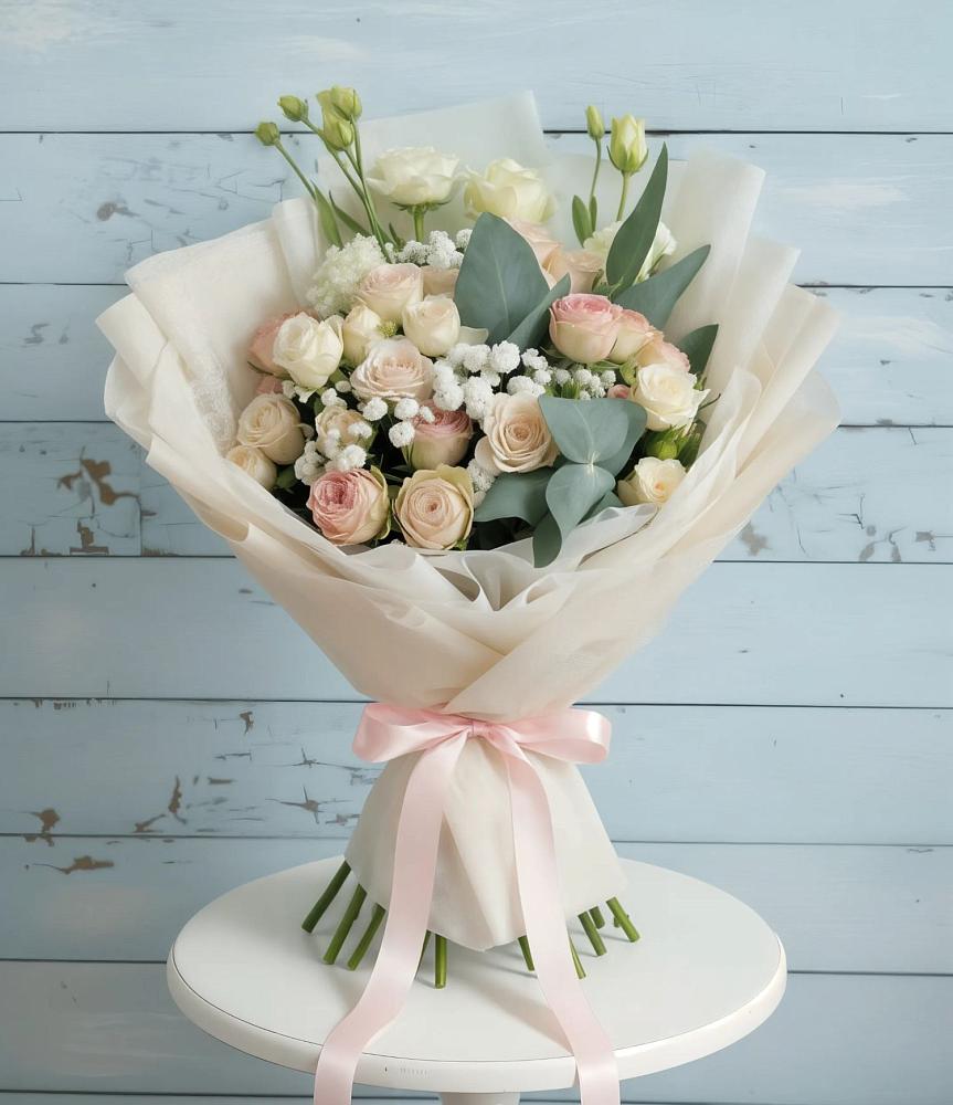 Букет цветов из: Розы и Лизиантусы в Сухобезводное