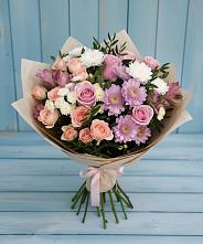 Букет цветов из:  Хризантемы, Розы и Альстромерии в Сухобезводное