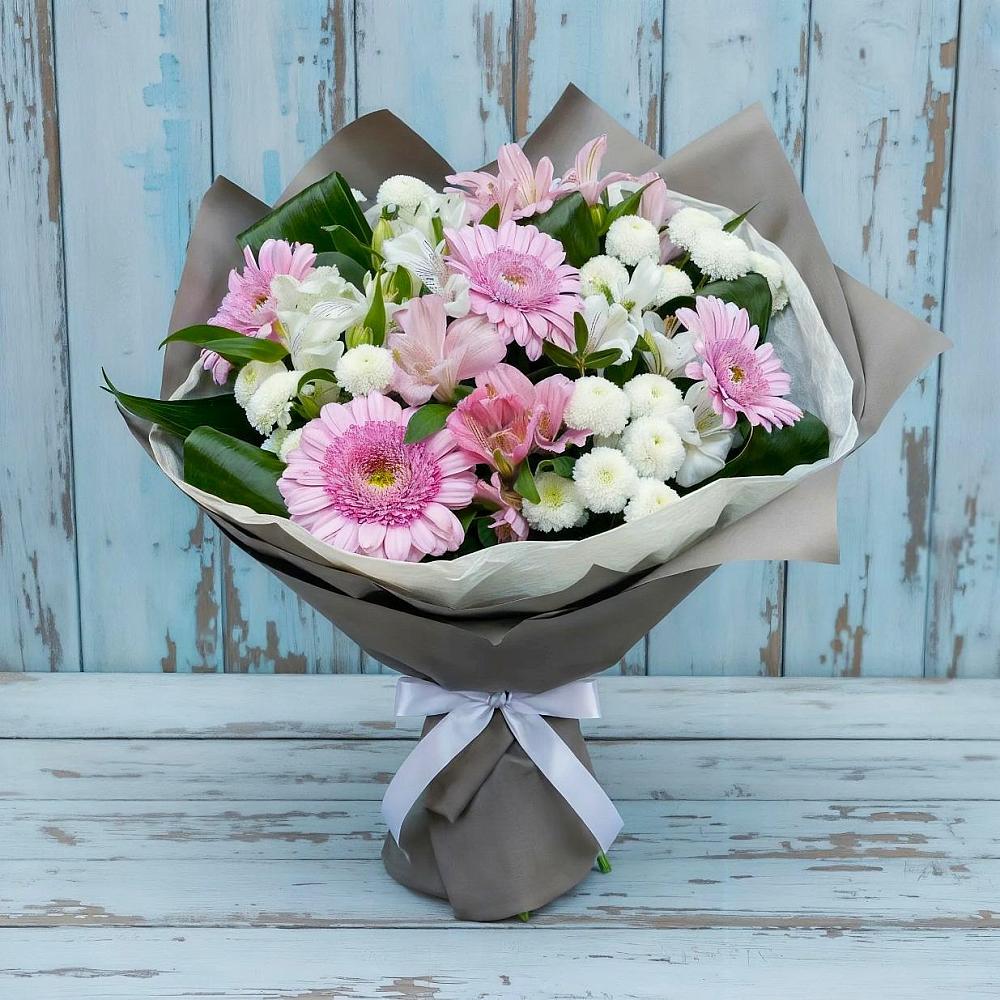 Букет цветов из: Герберы, Альстромерии и Хризантемы в Сухобезводное
